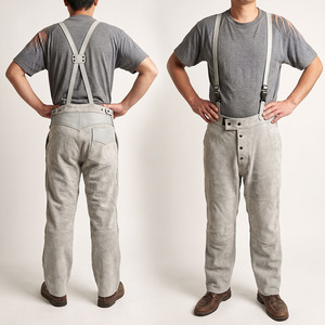 Premium Quality <b>White</b> Cowhide Split Leather Fire Resistant Welding <b>Trouser</b> CE Certified Industrial Safety Level Protection - Product Image 6