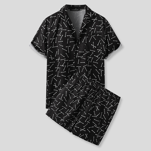 Custom Summer <b>Men</b> <b>Hawaiian</b> Style Printing Short Sleeve Nylon Button <b>Shirt</b> and Beach Shorts Set for <b>Men</b> - Product Image 3