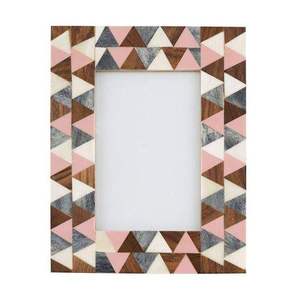 Cadre photo rectangulaire en os incrusté fait main, noir et blanc, à rayures diagonales, en MDF, pour table verticale, décoration moderne pour la maison - Product Image 2