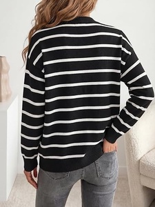 Cardigan gris en tricot pour femme, boutonné sur le devant, manches longues, col en V, pull décontracté, couleur unie, 100% acrylique, vêtements d'automne - Product Image 3