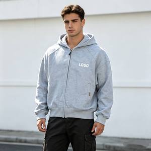 Premium Quality Men's Zipper-Up Terry Print Washed Hooded Sweatshirt Solid Sky Blue Regular Fit Casual Spring Wear 100% Cotton - Product Image 2