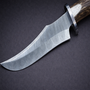 Cuchillo de Caza Personalizado de Acero de Damasco, Hoja Forjada a Mano con Mango de Cuerno de Ciervo, Cuchillo Táctico de Supervivencia para Exteriores, Proveedor - Product Image 2