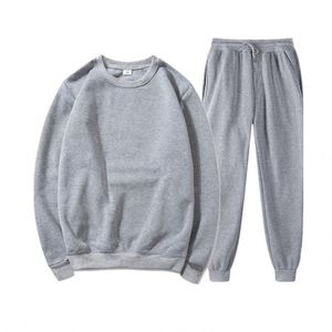 Wholesale Men's Heavyweight Autumn Casual Sports <b>Tracksuit</b> Sweatshirt Solid Color T-Shirt 100% Cotton Anti-Bacterial - Product Image 2