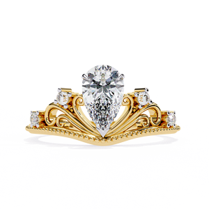 Bague de fiançailles et de mariage solitaire en diamant de laboratoire taille poire, coupe brillante, couleur E, plaqué or rose - Product Image 5