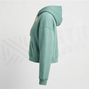 Haut à capuche tricoté surdimensionné de haute qualité pour femme, collection Automne Hiver Été 2025, style Jogger Jumper, coupe courte personnalisée, 380 g/m² - Product Image 3