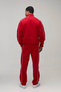 Custom Logo Oversized Funnel Neck Zip <b>Hoodie</b> With Contrast Piping 2 Pieces Men's Tracksuit Breathable Streetwear Men's Sweatsuit - Product Image 2
