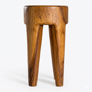 Tabouret Brutaliste en Bois Massif, Design Organique Moderne, Bois de Suar de Qualité Supérieure, Finition Miel, Table d'Appoint, Décoration Hôtelière, Vente Flash - Product Image 2