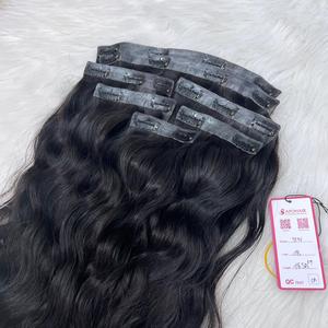 Vente en gros d'extensions de cheveux humains à pince sans couture invisible noire de qualité supérieure extension de cheveux à pince ondulée naturelle - Product Image 6