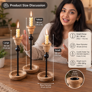 Handcrafted Wooden <b>Black</b> Metal Candle <b>Holder</b> Set Taper <b>Candlestick</b> Stand Table Centerpiece Modern Farmhouse Home Decor Wholesale - Product Image 4