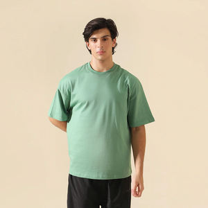Camiseta Personalizada al por Mayor 100% Algodón, Cuello Caído, Talla Grande para Hombre, Camisetas de Color Sólido, Servicio OEM - Product Image 2