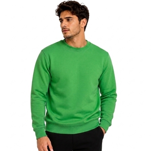 Sudadera de Cuello Redondo Verde para Hombre, Corte Regular, Informal, Tejida, de Color Sólido, para Otoño - Product Image 1