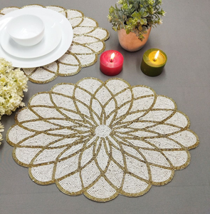 Needlework Cotton Beaded Handmade Placemat for Dining Table Decoration Farmhouse Design for Wedding by Creative Art Zone - Product Image 4
