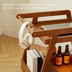 Chariot de rangement de cuisine en bois massif SINTERIOR à double niveau, organisateur roulant résistant à l'eau pour optimiser l'espace dans les maisons modernes - Product Image 5