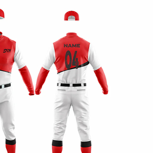 Uniforme de Béisbol Estampado de Invierno Unisex SCW, Conjunto de Pantalones y Jersey con Botones en la Parte Delantera, de Manga Corta, con Bloques de Color Rojo y Blanco, que Absorbe la Humedad - Product Image 5