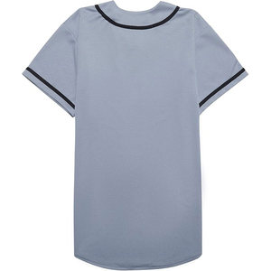 เสื้อเบสบอลแบบกำหนดเอง เสื้อเบสบอลแบบยูนิเซ็กซ์ แขนสั้น สีเทา ระบายเหงื่อได้ดี ติดกระดุมด้านหน้า สีพื้น ทรงปกติ - Product Image 4
