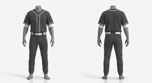 Men's <b>Baseball</b> Uniform Set Solid Color Short Sleeve Jersey Pants Regular Fit All Seasons Polyester Apparel - Product Image 1