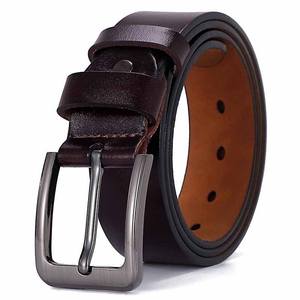 Men's Premium Quality Classic Casual Cow Hide Genuine Leather Belt Steel Buckle <b>Adjustable</b> Length Eco-Friendly Heavy Duty - Product Image 3