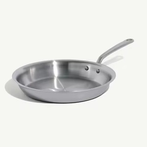 Silver Finish Dual Size Matching Polished Stainless Steel Frying Pan Heavy Duty Cooking Pan Set For Restaurant Prep Work - Product Image 2