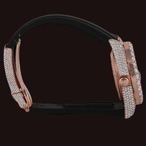 Reloj de Pulsera Unisex de Lujo, Moderno, con Esfera Negra Semi-Engastada, Cronógrafo, Diamantes Moissanite VVS, Estilo Hip Hop Personalizado, Correa de Goma Negra - Product Image 5