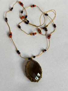 Handmade Smoky Quartz Macrame Pendant Necklace Wholesale Bohemian Woven Faceted Bead Strand Statement <b>Crystal</b> <b>Jewelry</b> Supplier - Product Image 3