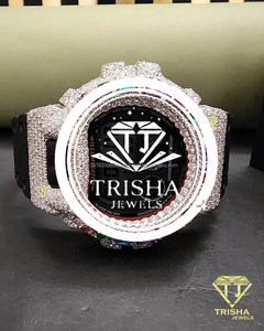 Reloj de Diamantes Moissanite VVS con Esfera Arcoíris Premium, Plata de Ley 925, Pantalla Digital - Product Image 1