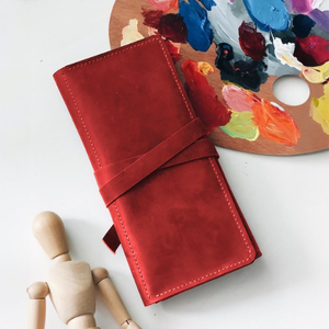 Leather Artist <b>Roll</b> Pencil <b>Roll</b> Case Leather Brush <b>Roll</b> Leather Pencil Holder Artist <b>Tool</b> <b>Roll</b> Paint Brush Holder - Product Image 5
