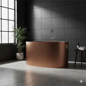 Bañera Independiente Rectangular de Cobre Premium 99.87%, Hecha a Mano, Acabado Antiguo de Lujo, Ecológica y Duradera, Accesorio de Baño - Product Image 4