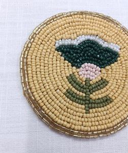 Handmade Beaded Maple Leaf Coasters Reusable Fabric <b>Bar</b> <b>Mats</b> Classic Autumn Design Orange Yellow Brown Pattern Luxury - Product Image 4