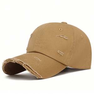 Gorra de Béisbol Desgastada Estilo Dad Hat, con Flecos, Personalizable con Logotipo Bordado, Gorra Deportiva - Product Image 1