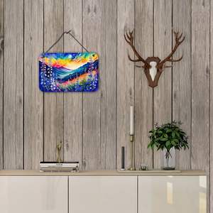 Multicolor Delphinium pared puerta colgante impresiones nuevo 8HX12W aluminio Metal signo Bar para cocina y baño decoración hogar placa - Product Image 4