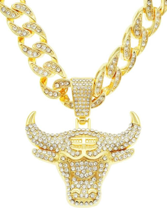 Custom Made VVS Lab Grown Diamond Bull Head Pendant Hip Hop Rapper Bling Style Pendant Iced Out 925 Silver Pendant Necklace - Product Image 1