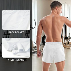 Shorts de sport d'été personnalisés pour hommes, style décontracté, séchage rapide, avec fermeture éclair, pour la gym, la course et le fitness, style soie glacée - Product Image 3