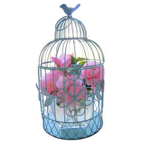 Elegante Jaula de Alambre Metálico para Pájaros, Forma Redonda, Diseño Floral Pintado, Jaula para Mascotas de Interior Colgante, Jaula de Alambre para Pájaros de Tamaño Pequeño - Product Image 1