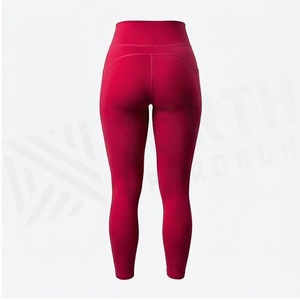 High Waist Full Length Yoga <b>Leggings</b> Solid Color With <b>Pockets</b> Four-Way Stretch Seamless Design For Women - Product Image 2