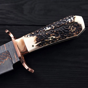 Couteau de cuisine professionnel en acier Damas cuivré, fait main, pour la découpe et la préparation culinaire à la maison - Product Image 5
