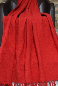 Manta de Lana Acrílica Tejida Roja Sólida con Flecos para Uso en el Hogar en Invierno, para Mayores de 18 Años - Product Image 2