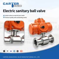 Vanne à boisseau sphérique électrique sanitaire SS304 SS316L à raccord Tri-Clamp, à bride, à passage plein, qualité alimentaire, marche/arrêt, modulante, IP67, siège PTFE, OEM, CIP, FDA, SS