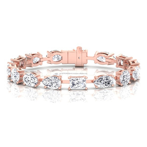 Chaîne de tennis en diamants de laboratoire IGI de luxe, personnalisable, haute joaillerie pour femmes, bracelet de tennis en diamants en or 10/14/18 carats - Product Image 3
