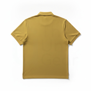 เสื้อเชิ้ตแขนสั้นผู้ชาย ผ้าถักปิเก้ สีพื้น ลำลอง สีเหลืองมัสตาร์ด แห้งเร็ว ทรงปกติ - Product Image 2