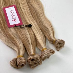 Vente en gros extensions de cheveux humains lisses à trame plate Remy double tirage Mix couleur piano teint à la machine double trame - Product Image 5