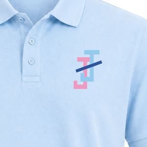 Polo Clásico Azul Claro con Cuello y Logotipo JJ Bordado en el Pecho, Sin Diseño en la Espalda, Manga Corta, Cierre de Botones, Estilo Casual - Product Image 4