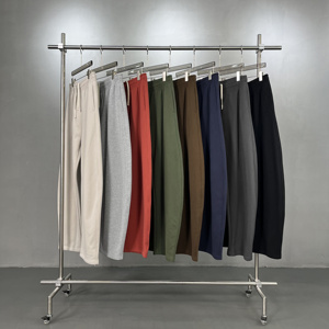 Pantalon de survêtement décontracté pour homme, vert olive, 100 % coton, taille mi-haute, coupe large, taille élastique - Product Image 6
