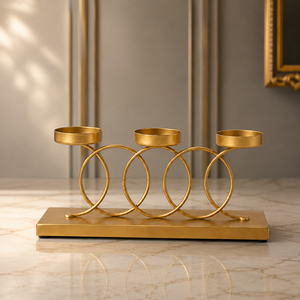 Gold Triple Flameless Tealight Candle Holder Glass <b>Cups</b> Modern Metal Candle Stand for Home Decoration Christmas High Quality - Product Image 2