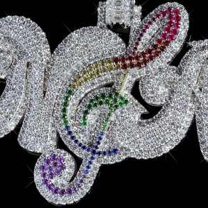 Colgante de Plata Personalizado con Inicial y Nombre, Moissanita VVS, Estilo Hip Hop, Joyería Brillante, Regalo - Product Image 2