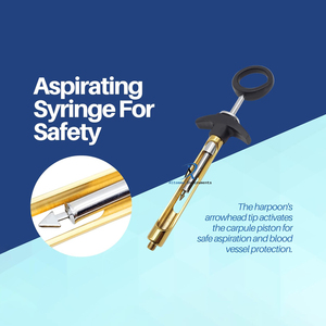 Black Gold Manual Dental Syringe 1.8ml Aspirating Stainless Steel Cartridge Reusable Autoclavable Ergonomic <b>Grip</b> Dental - Product Image 4