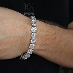 Luxury 14K White Gold <b>Cushion</b> Cut Lab Grown Diamond Tennis Bracelet Full Halo Setting Link Bracelet Fine Jewelry - Product Image 2