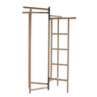 Porte-manteau pliable en teck multi-barres, séchoir à linge en bois, organisateur de couvertures, décoration de chambre et de maison