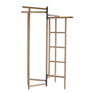 Perchero Plegable de Teca con Múltiples Barras, Estante de Madera para Ropa, Organizador de Mantas y Decoración para el Hogar/Dormitorio - Product Image 1