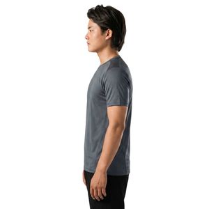 T-shirt gris en PU pour homme, léger, respirant, col rond, manches courtes, fitness, gym, entraînement, performance, vêtements de sport - Product Image 4