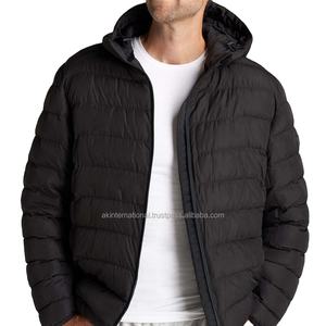 Wholesale Men's <b>Black</b> XL Size Heat Puffer Jacket Customized Tall Heavy High Quality Cotton Filling Winter Season Nonwoven - Product Image 1